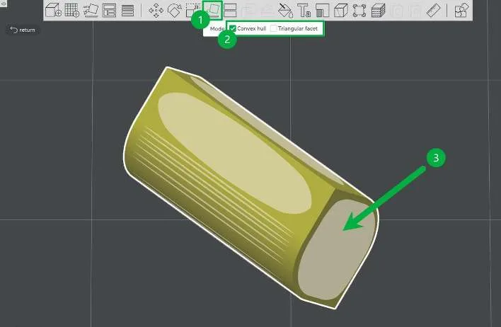 Инструмент «Положить на грань» с выбором нижней грани модели